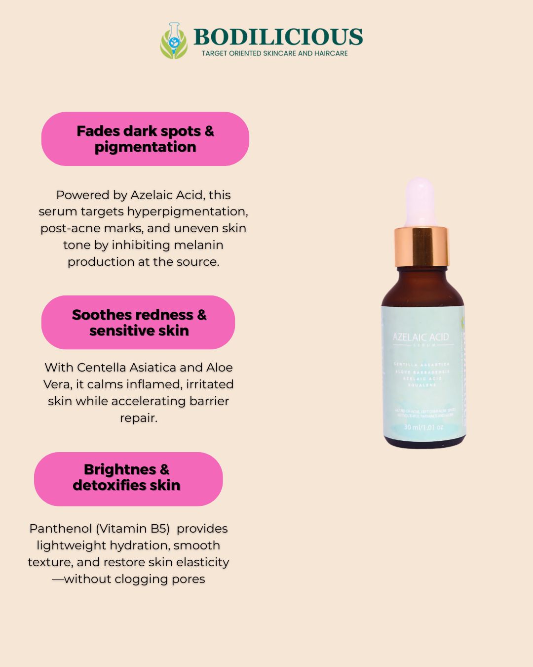 Bodilicious Azelaic Acid Serum | Radiant Complexion and Healthy Glow.
