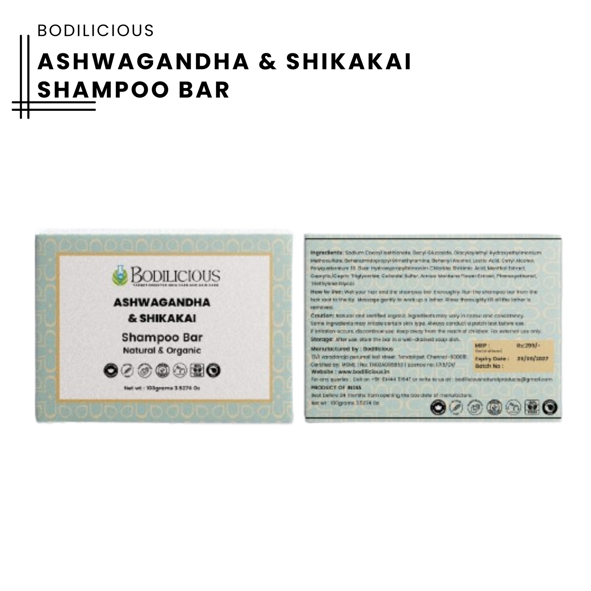 Ashwagandha and Shikakai Anti-dandruff Shampoo bar