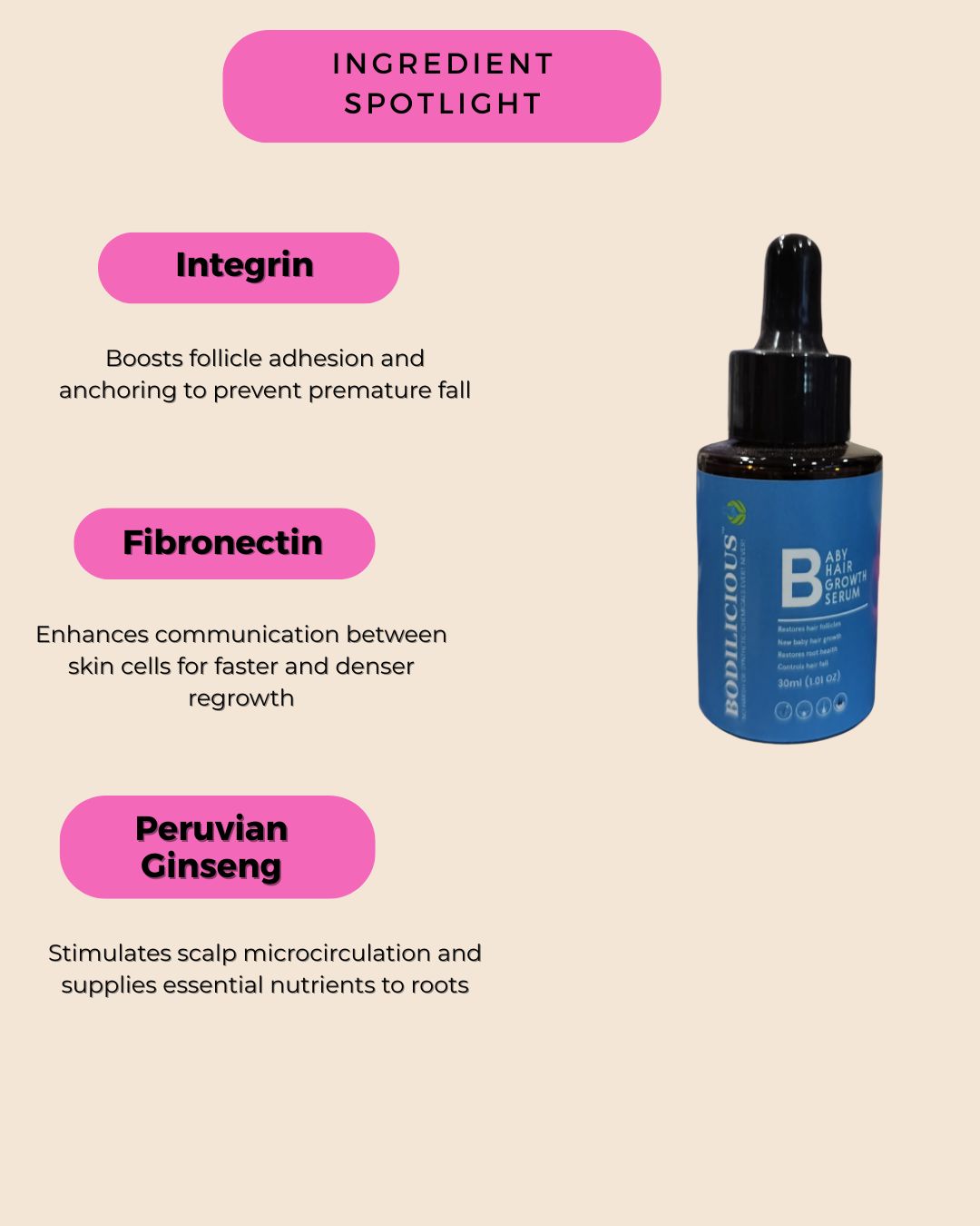 Bodilicious Baby Hair Growth Serum | Nourishing Scalp Tonic  For New Hairs