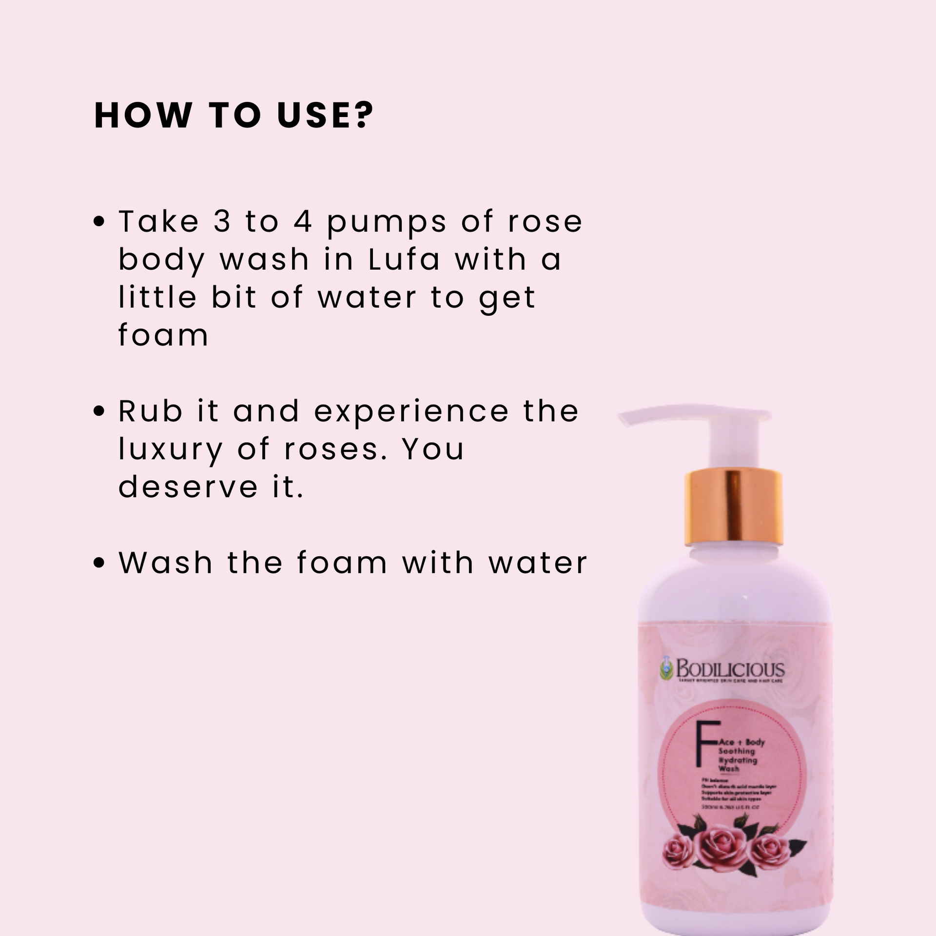 Bodilicious Rose Face and Body Wash | Infuses  Radiance and Refreshment Into Your Skin.