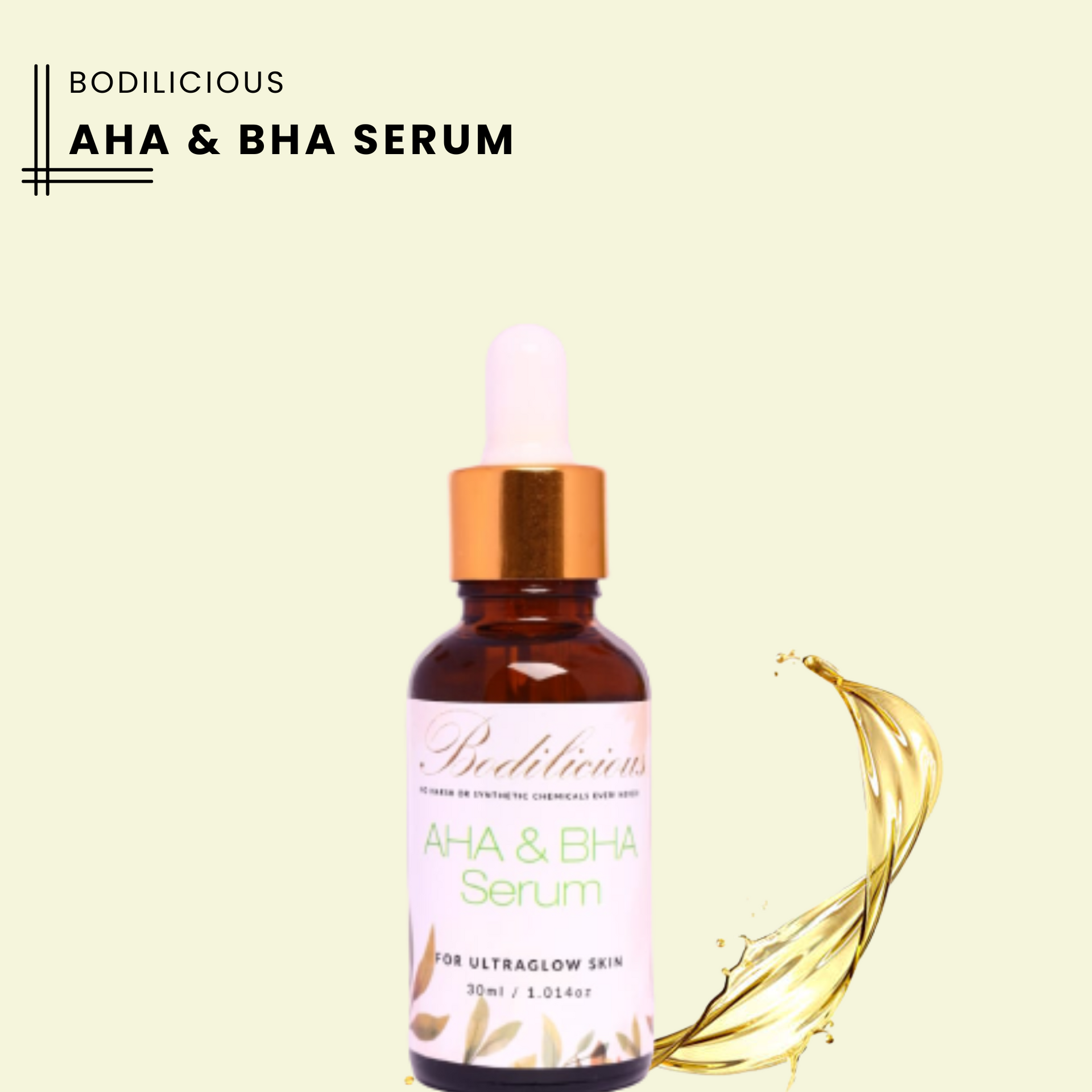 Bodilicious - AHA & BHA Serum |With Glycolic acid & Salicylic acid |Treats hyperpigmentation
