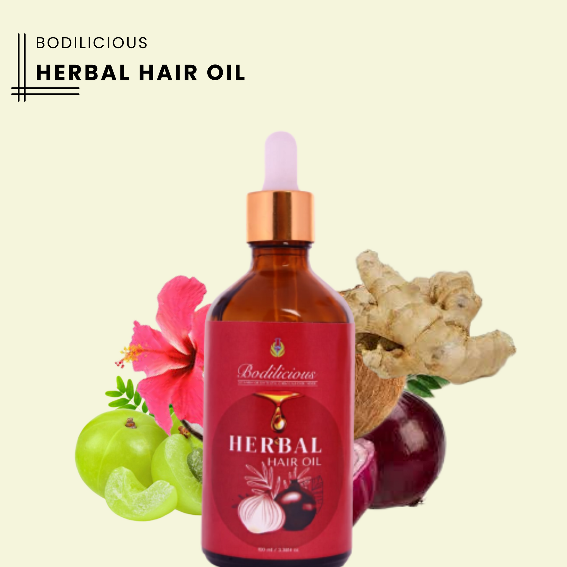 Bodilicious'S Best organic Herbal Hair Oil for Hair Growth - Anti Hairfall
