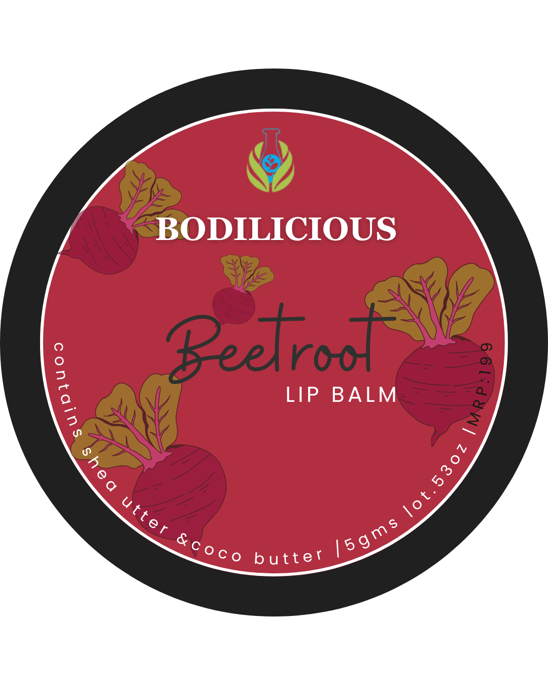 Beetroot lip balm lid