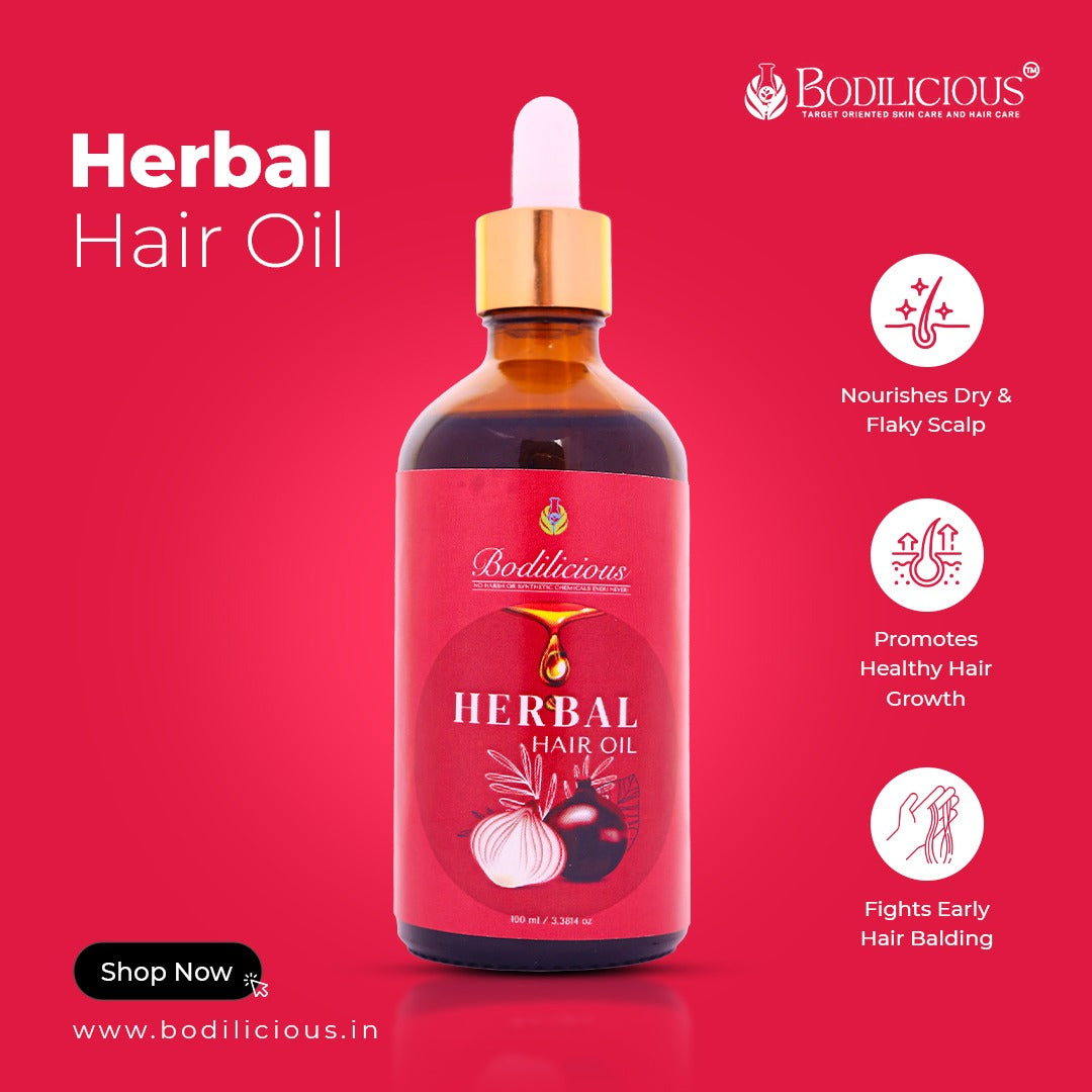 Bodilicious'S Best organic Herbal Hair Oil for Hair Growth - Anti Hairfall