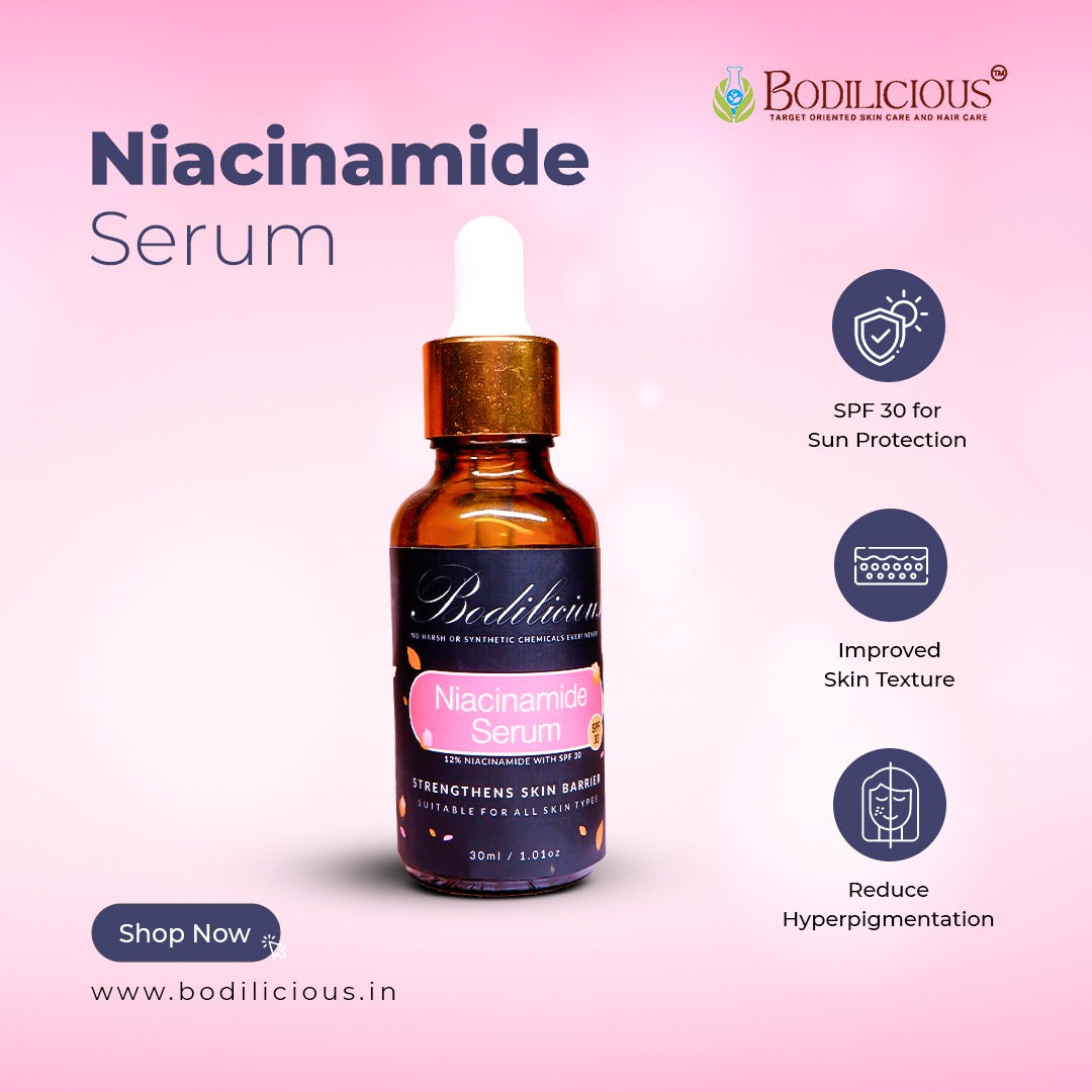 Bodilicious Niacinamide Serum with SPF 30 | Reduces Hyper Pigmentation, Dark Spots, & Freckles