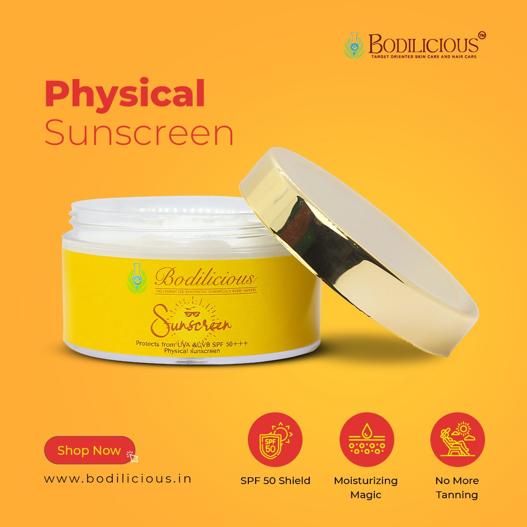 Bodilicious Physical Sunscreen with SPF 50 | Best Daily Use Sunscreen & Moisturizer